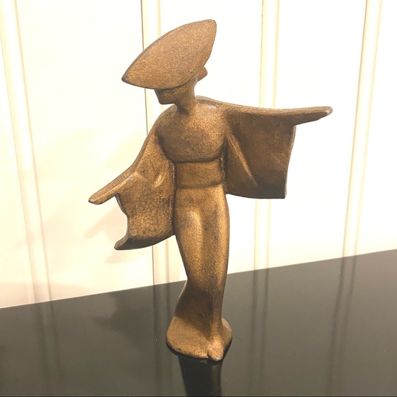 Set of 2 Cast Iron Gisha Dancers Mid Century Modern - Picture 3 of 4